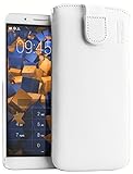 mumbi Echt Ledertasche kompatibel mit Huawei Shotx Hülle Leder Tasche Hülle Wallet, Weiss