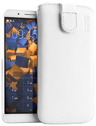 mumbi Echt Ledertasche kompatibel mit Huawei Shotx Hülle Leder Tasche Hülle Wallet, Weiss