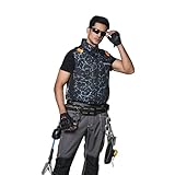 [風神マン] 空調作業服 2025年 最強 ベスト サイドファン –15℃の遮熱効果 UVカット 暑さ対策 熱中症対策 作業着 作業服 作業ジャケット 服のみ メンズ レディース (JP, アルファベット, L, ブルーライトニング)