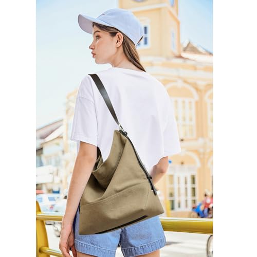 Large Canvas Tote Bag for Women Men Handbags Belted Shoulder Bags Crossbody Purses for Work Travel (No Distressed)2