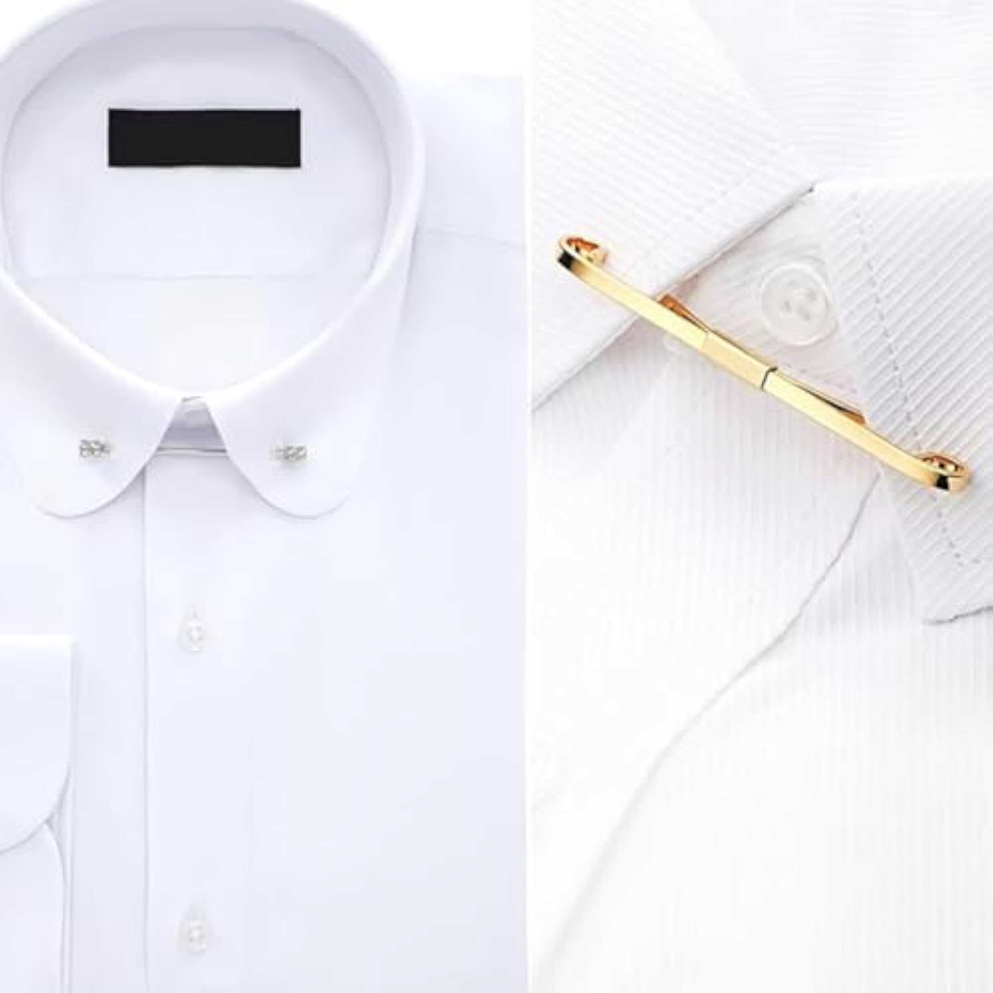 2 Pcs Tie Pin Set, Golden Tie Clip and Collar Pin