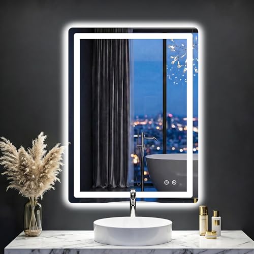 Image of LED Bathroom Mirror with Lights, 24 inchx32 inch Lighted Vanity Mirror for Wall