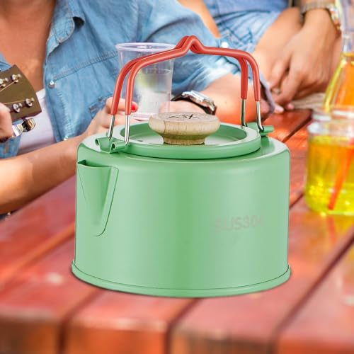 Tetera de acero inoxidable de 1100ml con mango antiquemaduras para fogata 3