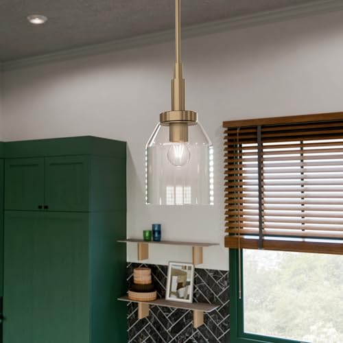 Kichler Madden 1-Light Mini Pendant Light Fixture with Clear Glass Shade in Champagne Bronze, Sloped Ceiling Compatible for Kitchen Island Hanging Lighting (15" x 7 "), 52725CPZ - Image 5
