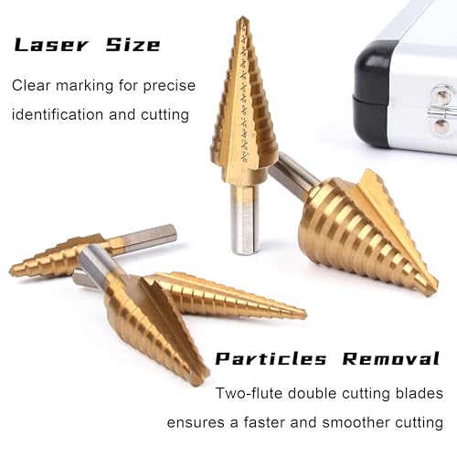 image for Yangoutool Step Drill Bit Set, 6PCS Titanium High Speed Steel Step Dri