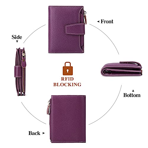 Image of FALAN MULE Small Wallet for Women Leather Bifold Compact RFID Blocking Small Womens Wallet Purse
