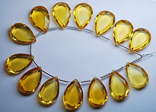 Citrine quartz dorée en briolette poire de 20x13mm, gemmes de haute qualité