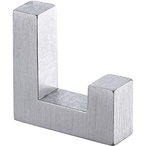 Gedotec Garderoben-Haken | 1 Stück - Huthaken eckig | TETRIS | Einzelhaken Chrom matt | Kleiderhaken 40 x 52 mm | Wand-Haken Garderobe unsichtbar | Design Mantelhaken inkl. Befestigungsmaterial