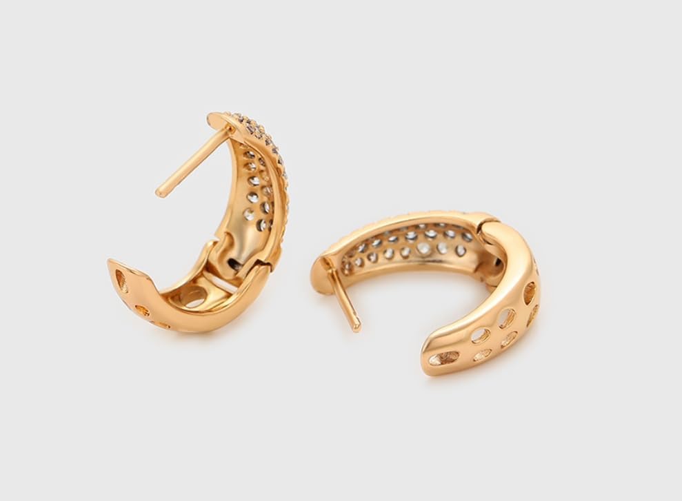 24K Gold Plated Earrings Hoop Earrings For Women With Zirconia - Image 4