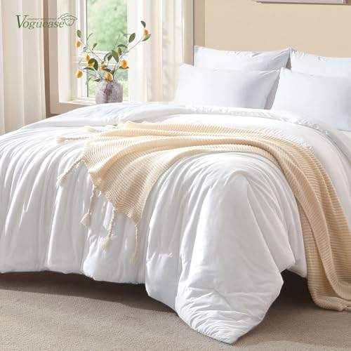 Image of Twin Comforter Set, Comforters Twin Size Bed Sets, Luxury Ultra-Soft Jersey Knit Bedding, White Lightweight Down Alternative Bed Comforter for All Season, 2 Piece Bedding Set