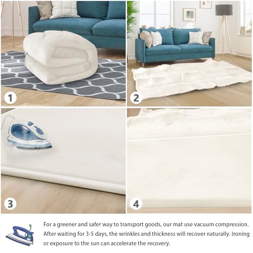 Image of Baby Play Mat for Floor Nursery Rug Muscle Mat Area Rug Playroom Rug 74 inchx50 inch Playpen Mat Elastic Foam 1.3 inch Thick Crawling Mat for Babies,Toddlers, Infants, Kids,Cream