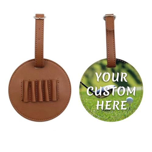 KakaTify Custom Leather Golf Tee Holder Personalized Golf Bag Tag Customized Golf Accessories for Bag Present for Dad Grandpa Uncle