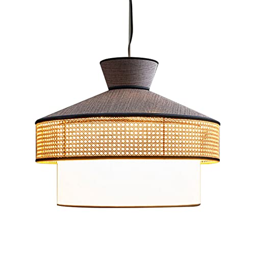 Luz de techo , Lámparas modernas Lámpara de araña moderna LED Lámpara colgante de techo de dormitorio nórdico Lámpara de decoración retro hueca Pantalla de bambú y ratán tejida a mano for cocina Sala