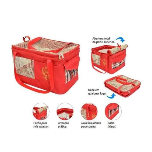 Bolsa De Transporte Aerial Pet Vermelho São Pet 36x33x23cm