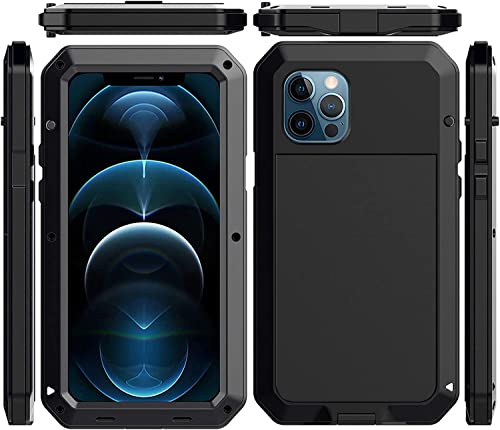 Coque iPhone 12 Pro Max verre trempé intégré boîtier métal antichoc noir - 7