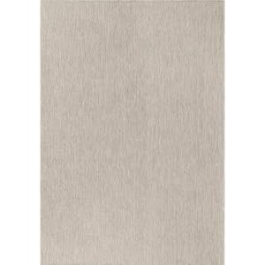 Unique Loom Outdoor Solid Collection Area Rug (8′ x 11′ 4″ Rectangle Light Gray/Ivory)