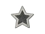 Applikation zum Aufbügeln Bügelbild Applikation Aufnäher Patch Flicken Stern silber grau 4,0 cm