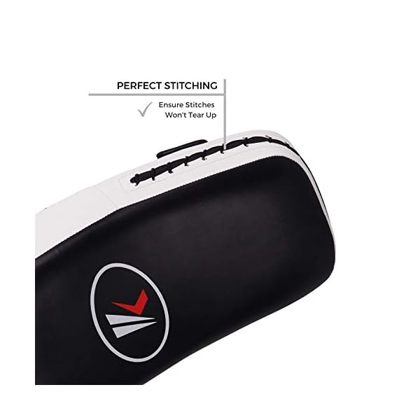 Kruzak-Muay-Thai-Kick-Pad-for-Training-Kicking-Strike-Shield-for-Kickboxing-Martial-Arts-Sparring-Taekwondo-Muay-Thai-MMA-Karate-and-Combat-Sports-Sold-as-Single Kruzak Muay Thai Kick Pad for Training, Kicking Strike Shield for Kickboxing Martial Arts Sparring Taekwondo Muay Thai MMA Karate and Combat Sports (Black/White, Single Pack)