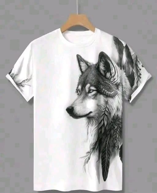 Image of Men Cotton Wolf Printed T Shirt | Round Neck Half Sleeve Casual T-Shirt for Men | Regular Fit Graphic T Shirt
