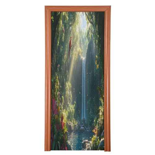 FLildon Jungle Waterfall Landscape Door Cover Decoration, Party Accessory Porch Decor for Festive Ornament Room Door Covers 32 x 79 Inch