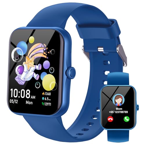 Orologio Smartwatch per Bambini, 1.8' Intelligente Fitness Tracker per Ragazzi Ragazze con 100+ Modalità Sportive, Contapassi, Sveglia, Sonno, Giochi, Smart Watch per Bambino Ado 5-16 Anni Regalo, Blu