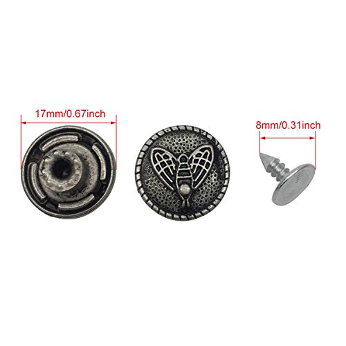 12Sets Bees Patterns Metal Tack Jeans Buttons Denim Buttons Snap Buttons Replacement Kit Studs Snap with Rivets for Jackets Jeans (#3)