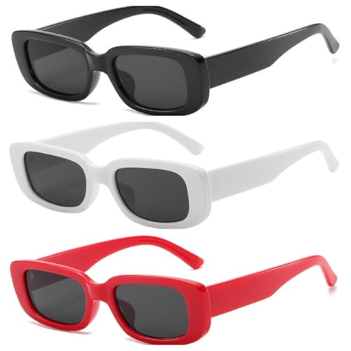 Image of IKANOO Retro Rectangle Sunglasses for Women Men Small Square Frame Trendy Y2K 90's Black Sunglasses