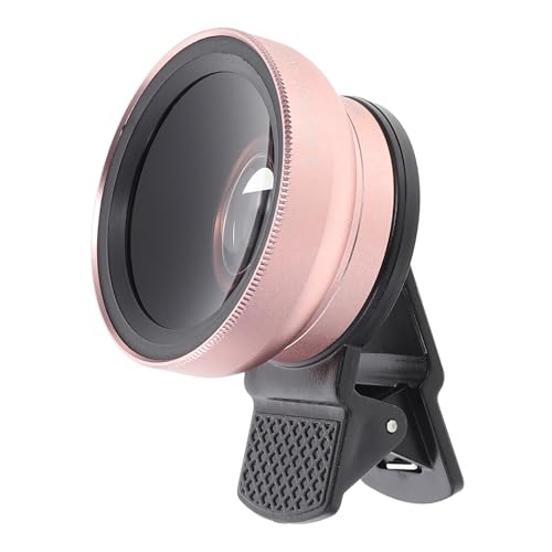 FUNNETOYU Lente Gran Angular y Macro para Cámara Móvil, Portable, Metal Resistente, Estilo Clip Compacto, para Smartphone, Color Rosa Dorado, Tamaño