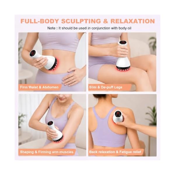 Lymphatic Drainage Massager & Anti Cellulite Massage Tool,Fascia Blaster for Reduce Stretch Marks for Legs, Arms & Belly,Body Sculpting Machine with Microcurrent & Red-Light & Heat & Vibration - Image 5