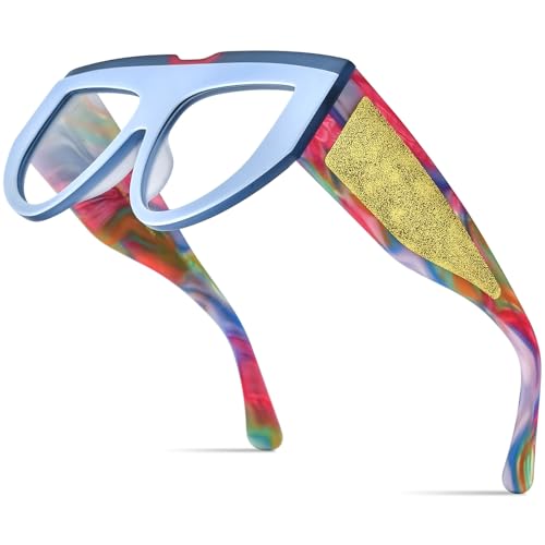 Image of HEPIDEM Multicolor Acetate Glasses Frame Women Oversize Vintage Round Eyeglasses Optical Spectacles 9271