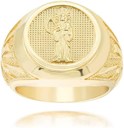 10K Yellow, White, and Rose Gold Round Top Grim Reaper Nuestra Señora de la Santa Muerte Our Lady of the Holy Death Statement Ring