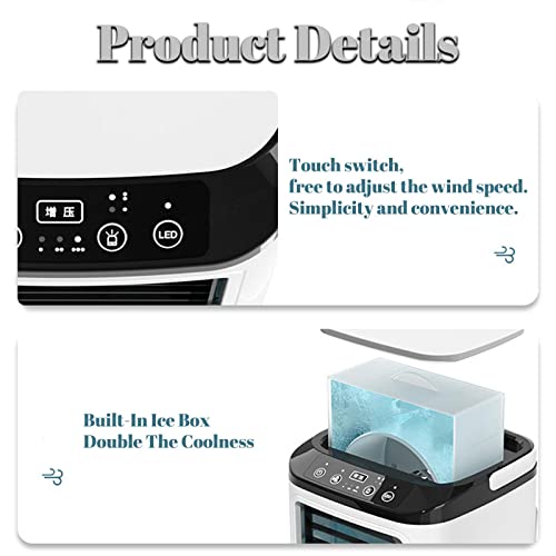 Draagbare mini-airconditioning met 3 snelheden, draagbaar, mini-airconditioning, stil, mobiele airconditioning voor thuis, kantoor, slaapzaal - Afbeelding 5