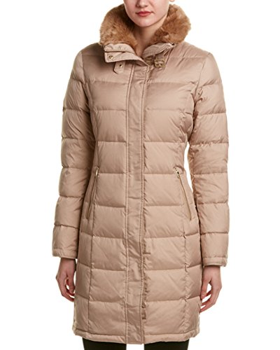 Cole Haan Women's Down Coat with Faux Fur Collar, Sand, X-Large