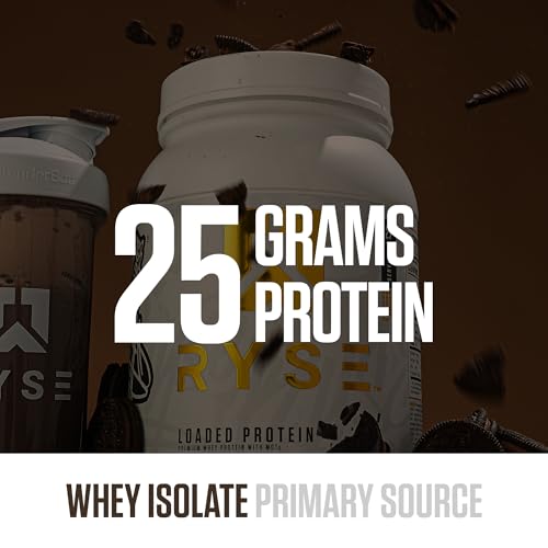 Image of RYSE Loaded Protein Powder - Chocolate Cookie Blast - 25g Whey Protein Isolate & Concentrate with Prebiotic Fiber & MCTs - Low Carb, Low Sugar, Digestive-Friendly - 27 Servings / 2 lb Tub