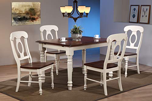 Sunset Trading Andrews Dining Chairs, Distressed Antique White With Chestnut Seat #TOP3