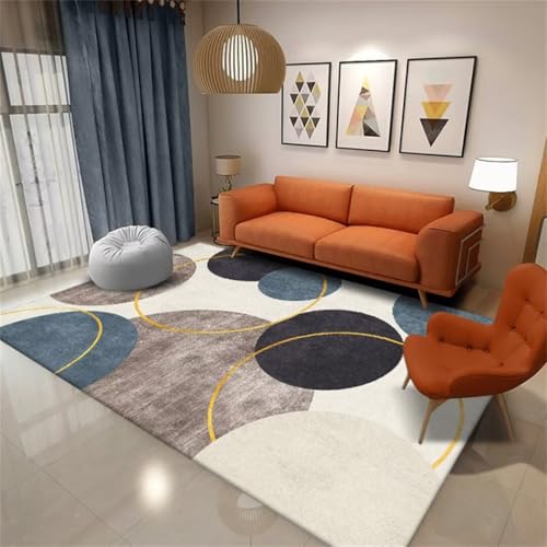 Grand tapis enfant lavable bleu 60x90cm tapis de salon géométrique moderne - 2