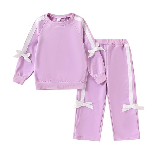Image of 2025 Girls Sweatsuit Set Cute Hooded Sweatshirt & Jogger Pants with Pocket Casual Outfuts Set