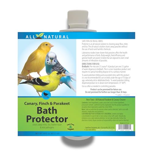 Image of Care Free Enzymes Canary, Finch & Parakeet Bath Protector, 16 oz, Gentle Bird Bath Additive for Pet Birds, Helps Keep Bath Water Clean, Supports Feather Care, Safe for Small Pet Birds