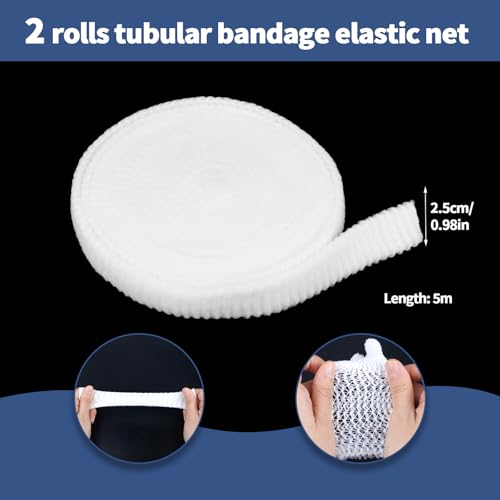 Image of 2 Rolls 11 Yard Tubular Bandage, 1 Inch Elastic Net Bandages, Wound Dressing Elastic Mesh Net, Tubular Gauze for Arm Wounds Without The Use of Adhesive Tape (5 M)