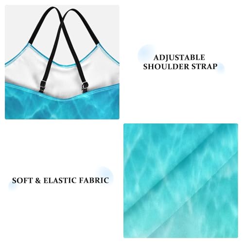 Toddler One Piece Swimsuit Girl, Summer Beach Swimwear 3-10 Y, Turquoise Starfish Sandy Beach3