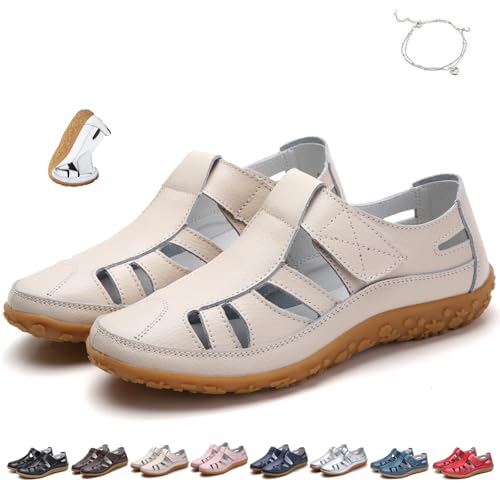 Sandalias ortopédicas de cuero tejido para lucir un estilo elegante y retro en la playa