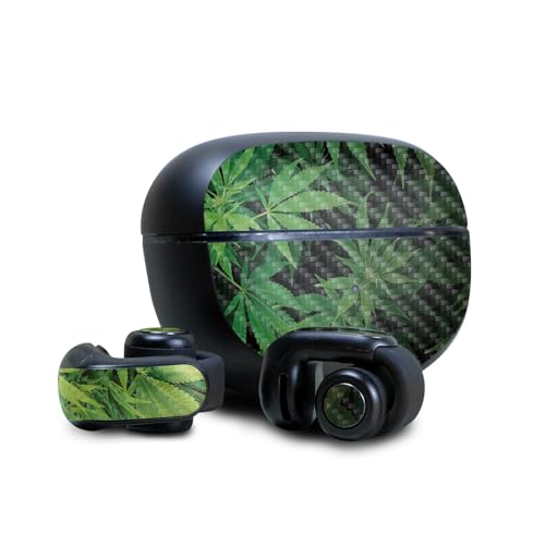 Image of Carbon Fiber Skin Compatible with Bose Ultra Open Earbuds - Weed - Premium 3M Vinyl Protective Wrap Decal Cover - Easy to Apply | Crafted in The USA by MightySkins