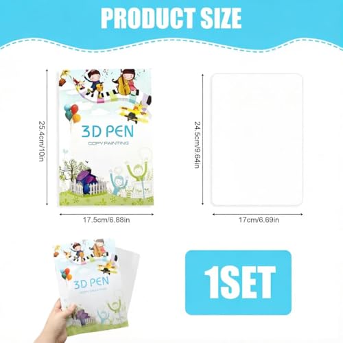 3D-Druck-Zeichenbuch wiederverwendbare Schablonen für 3D-Stift-Druck-Zeichenbuch, 40 Muster aus dickem Papier mit transparenter Platte für Anfänger und Handwerker, DIY-Geschenk für Kinder