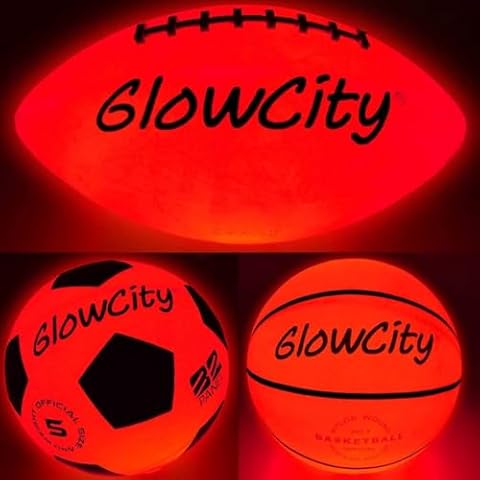 GlowCity LED Sports Ball Bundle – Light-Up Basketball, Football, & Soccer Ball for Nighttime Play – Impact-Activated, Durable & Water-Resistant Gift Set for Kids & Teens Cover