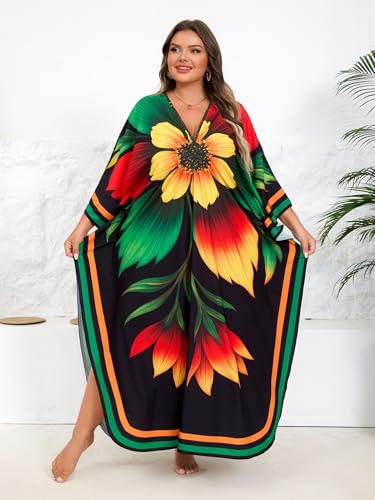 Image of Kaftan Dress for Women - Plus Size Caftan Maxi Beach Dress Moo Moos Loungewear, Swimsuit Cover Up for Beach, Pool or Vacation