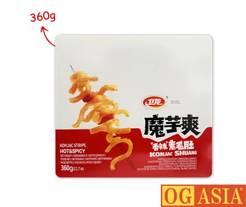 WEILONG Shuang Konjac Strips – Scharf & Würzig – Veganer Asia Snack aus Konjak Wurzel – Kalorienarm & Geschmackvoll – OG ASIA – 360g