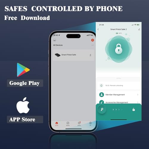 Fitsafe Biometric Gun Safe Travel Case, Bluetooth Portable Small Pistol Safe, Keypad for Nightstand Beside Home, Quick Access Smart Fingerprint Handgun Safe with Keys