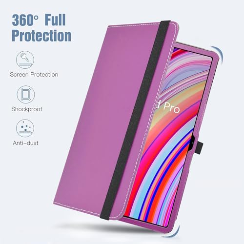 Coque Onn 12.1 Pro 2024 rotative 360 violette avec support ajustable