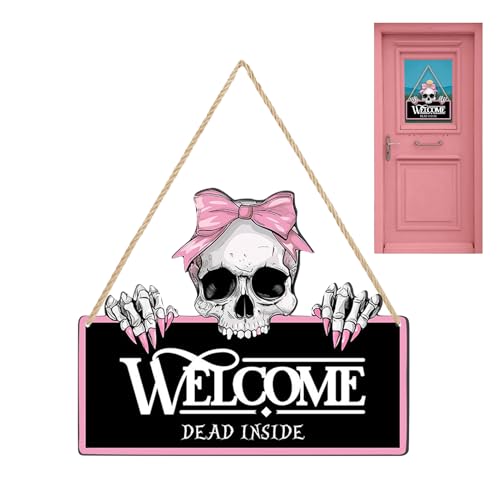 Señal para la puerta principal de Halloween resistente al aire libre 8