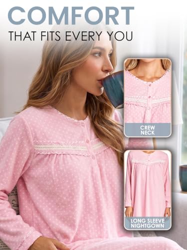Image of Casual Nights Women's Cozy Long Sleeve Fleece Nightgown